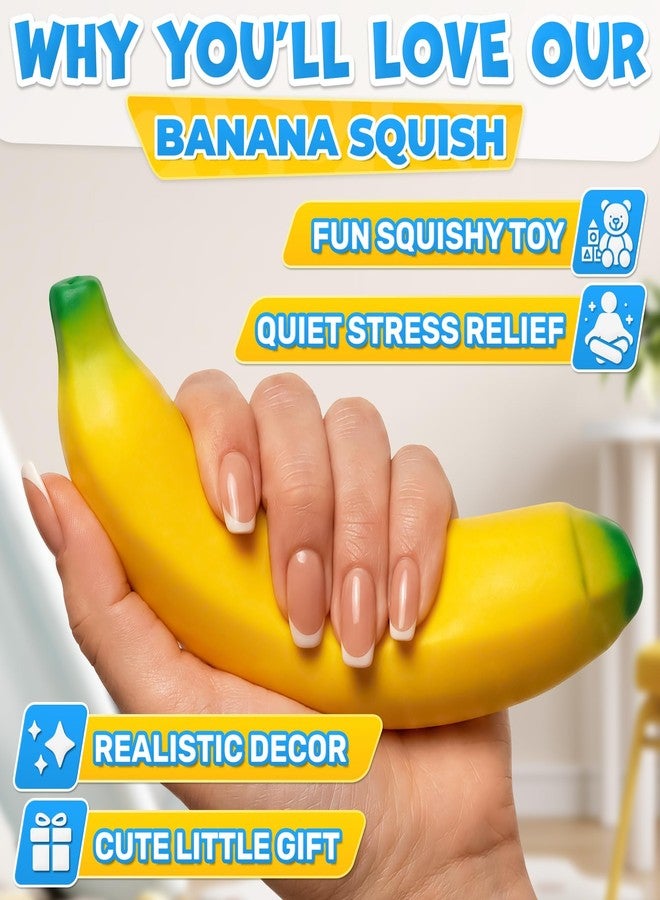Tesorrio Banana Squishy 6.9 x 1.6 in - Eerily Real Look, Insanely Soft Squeeze - Soft Silicone Banana Fidget for Adults, Instant Stress Relief Companion, Novelty Office Desk Decor, Funny Gag Gift for Coworkers - Image 4