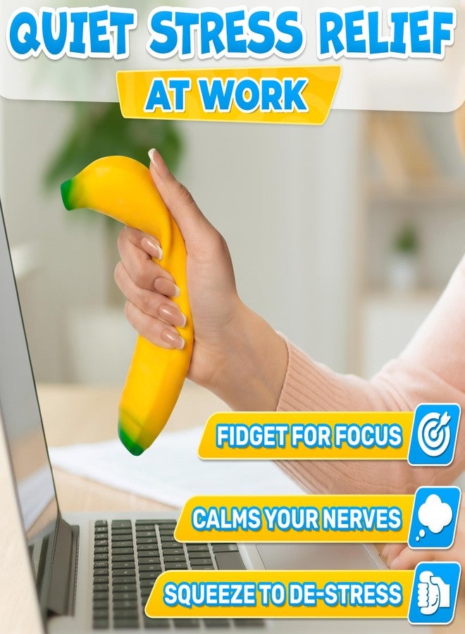 Tesorrio Banana Squishy 6.9 x 1.6 in - Eerily Real Look, Insanely Soft Squeeze - Soft Silicone Banana Fidget for Adults, Instant Stress Relief Companion, Novelty Office Desk Decor, Funny Gag Gift for Coworkers - Image 5