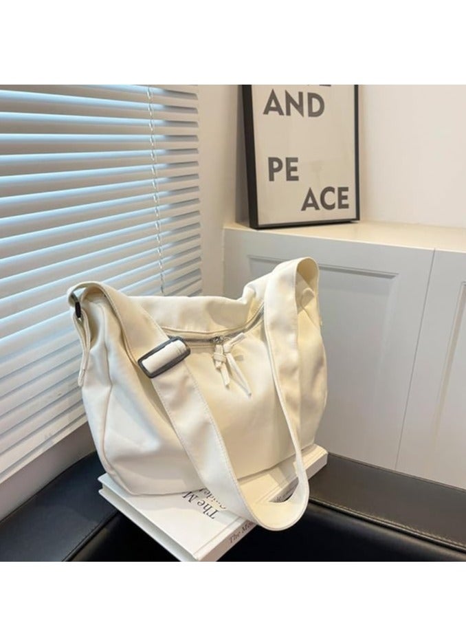 Economical Cotton Tote Bag,Reusable Womens Canvas Tote Bag with 3 External Pocket,Top Zipper Closure - Image 4