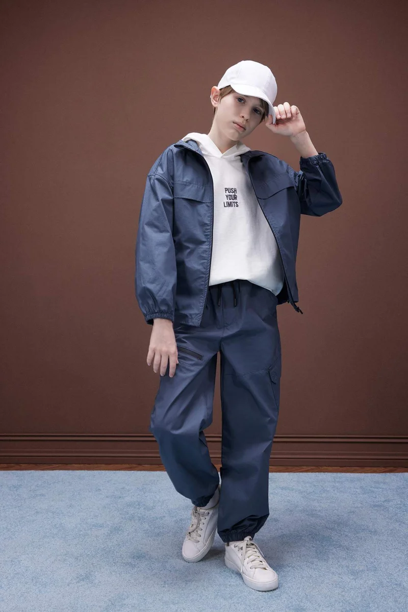 DeFacto Boy Oversize Half Turtleneck Zippered Parachute Bomber Jacket