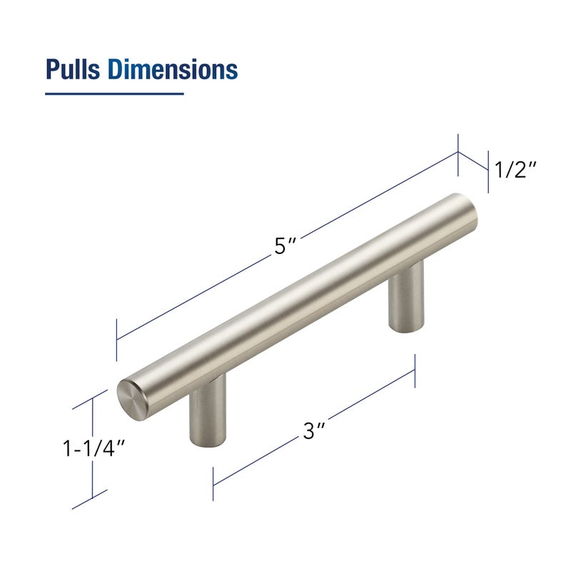 JOY DECOR 30 Pack 5 Inch Cabinet Pulls, 3 Inch (76mm) Hole Center Stainless Steel Drawer Handles for Kitchen Cabinets, Cupboard, Wardrobe â€“ Brushed Nickel Silver - Image 2