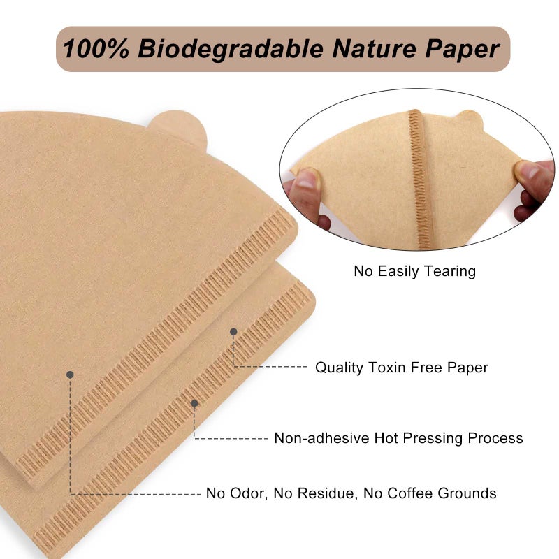 DechoPak 200 Count Coffee Filters 2, Cone Coffee Filters, Unbleached Natural Disposable Paper Filter 2-4 Cup Fits for Pour Over Dripper and Coffee Maker, Suitable for Home Coffee Shop Commercial - Image 3