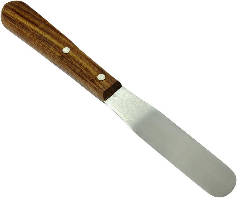 HTS 316M8 8" Medium Wood Handle Stainless Steel Palette Knife - Image 1