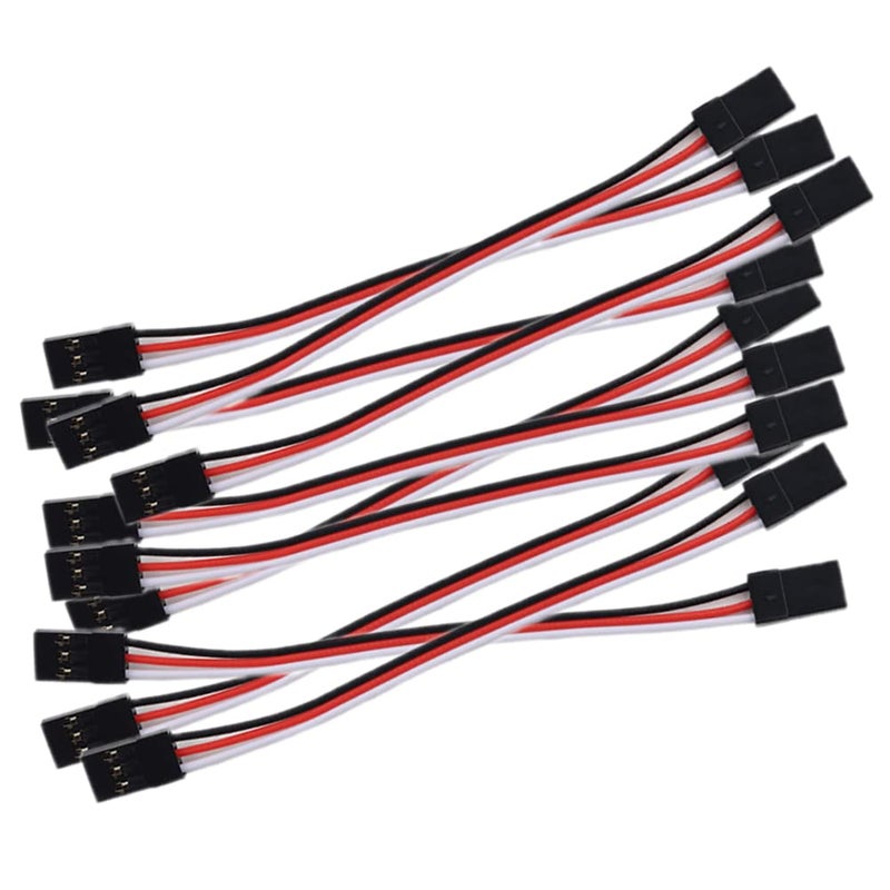 DIYmall 10pcs 393inch Male to Male JR Plug Servo Extension Lead 3Pin 100mm Servo Extension Cable for RC Plane Car