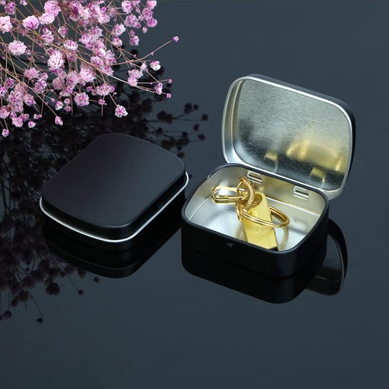 AKOAK 3 Pcs 2.4 x 1.7 x 0.6 Inches Rectangular Empty Hinged Tins Box Containers for First Aid Kit,Survival Kits,Storage,Herbs,Pills,Crafts and More (Black) - Image 5