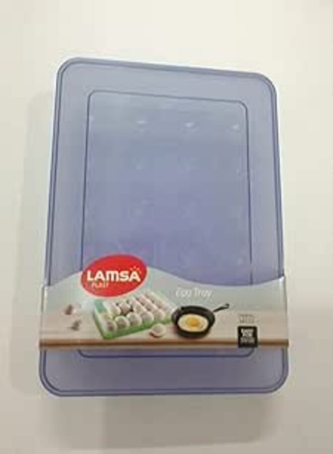 Lamsa Kitchen Eggs Storage Dispenser Tray with Lid (Pink, 24 Eggs)