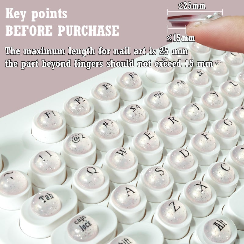 Zooplan 128 Pcs Keyboard Keys Gap Expander for Long Nails Typing and Gaming, â€‹â€‹Full Self-Adhesive Symbolic and Alphanumeric Silicone Keys for Keyboards and Laptops (Hemisphere-Pink) - Image 3
