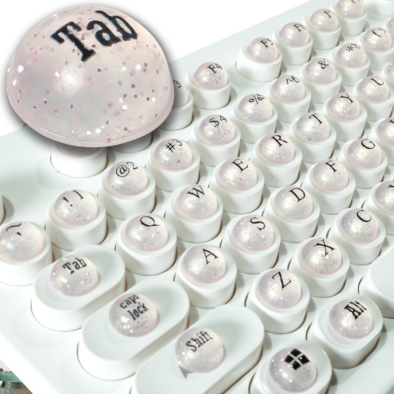 Zooplan 128 Pcs Keyboard Keys Gap Expander for Long Nails Typing and Gaming, â€‹â€‹Full Self-Adhesive Symbolic and Alphanumeric Silicone Keys for Keyboards and Laptops (Hemisphere-Pink) - Image 1
