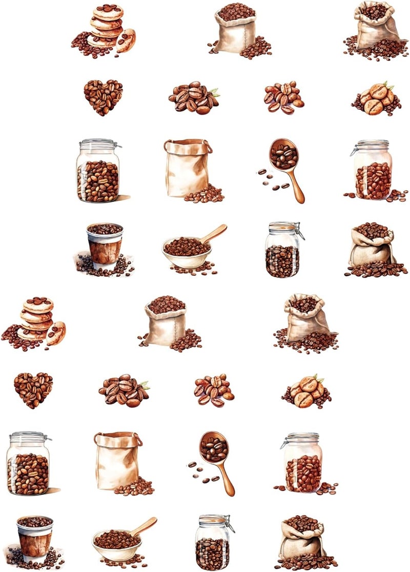 30 Sheets Coffee House Series Decorative Sticker Laptop Coffee Girl Character Scrapbooking Decal - Image 3