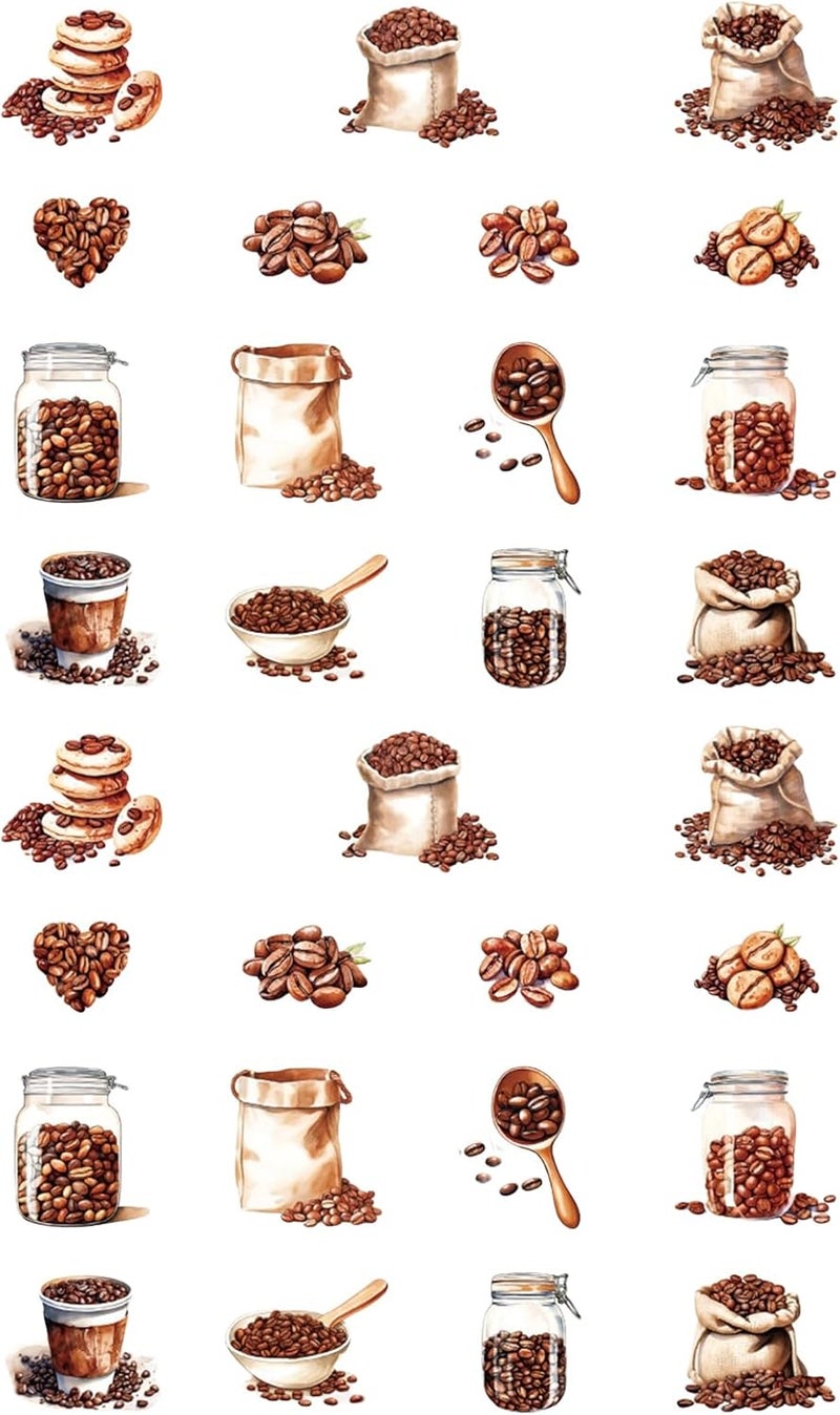 30 Sheets Coffee House Series Decorative Sticker Laptop Coffee Girl Character Scrapbooking Decal - Image 1