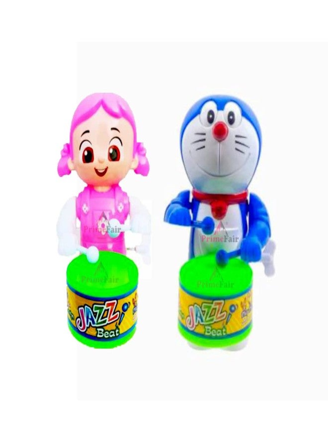 PRIMEFAIR Drummer Toy with Drumming and Dancing Action for Kids Baby Rattle Toys Set Toddler Kids. Birthday Gift, Birthday Return Gift Key-Operated (DOREMON-PINK-BABY-02) - Image 1