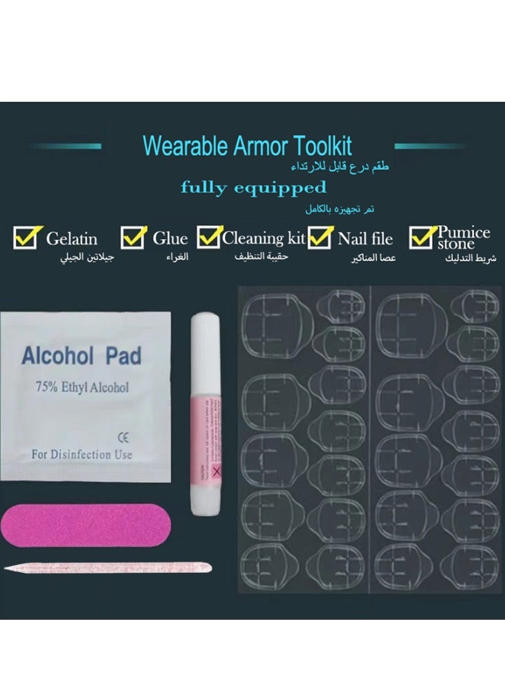 أظافر لاصقة، 24 قطعة، وصول جديد من ربيع السنة مع أظافر فرنسية بلمسة الشمس والنجمة، بأشكال لوزية طويلة وأنيقة، قابلة للإزالة وإعادة الاستخدام، أظافر أكريليك صناعية مع مجموعة لصق. - Image 4