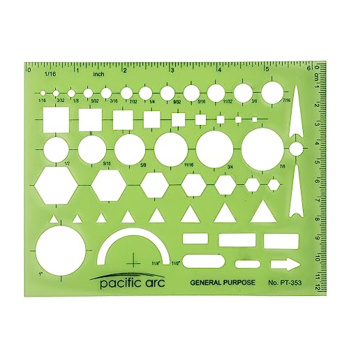 Pacific Arc - General Purpose Template - Drawing Aid Stencil for Professional or School Work - Size 3.87 x 6.5 inch - Image 3