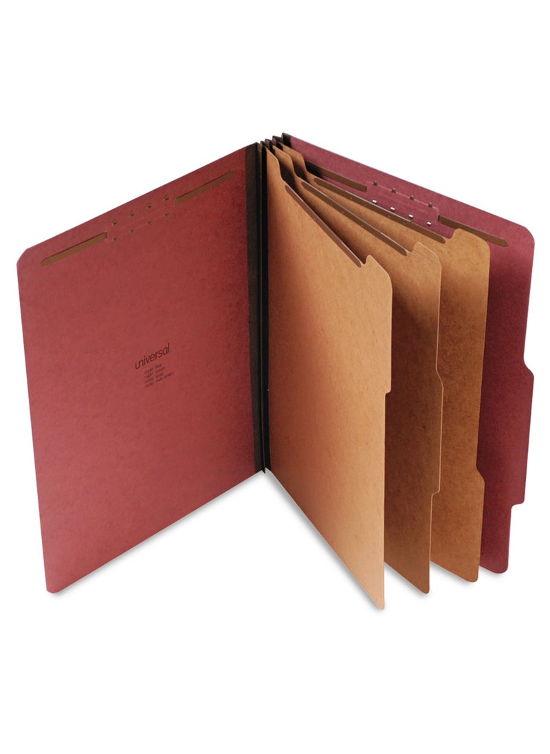UNIVERSAL Universal UNV10290 8-Section 3-Divider Pressboard Classification Folders - Letter, Red (10/Box)  - Image 1