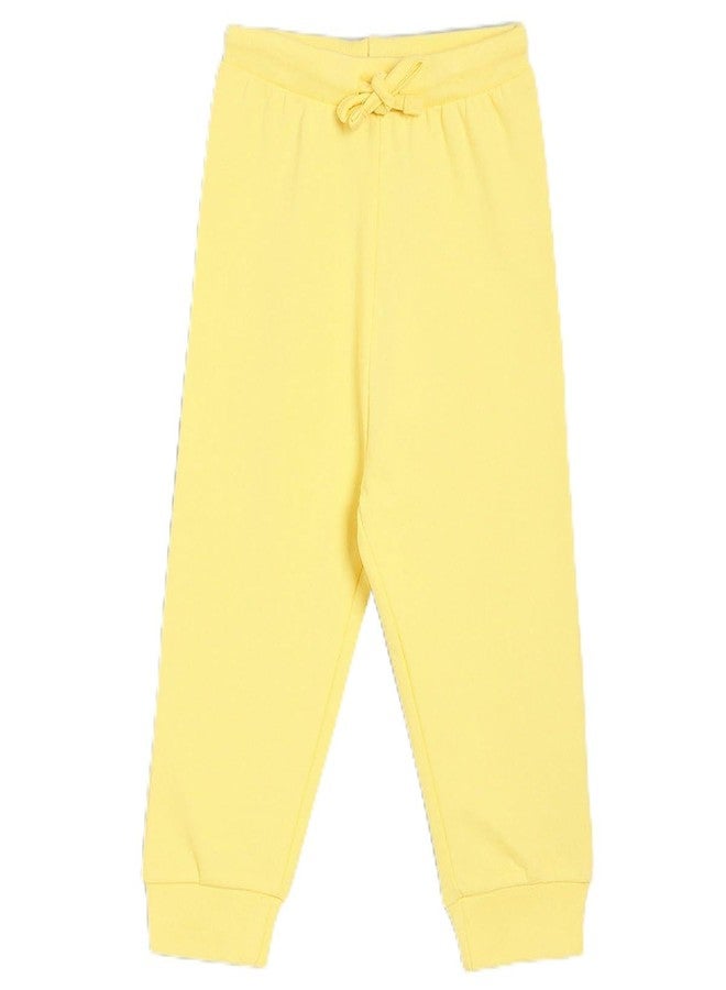 miniklub Baby Girls Elasticated Full Length Knitted Cotton Jogger, Pack of 1, Yellow (12-18M) - Image 1