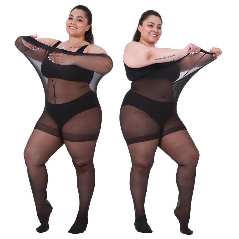 LADYFAN 2 Pack Plus Size Pantyhose for Women â€“ 30D Ultra-Sheer Control Top Tights Reinforced Toe & Waistband - Image 1