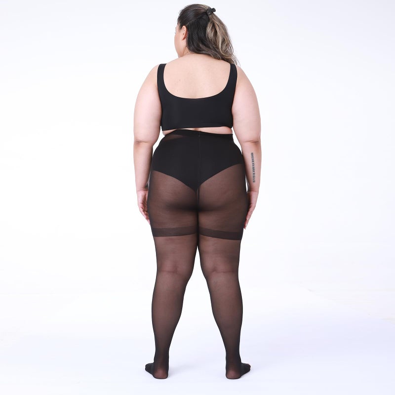 LADYFAN 2 Pack Plus Size Pantyhose for Women â€“ 30D Ultra-Sheer Control Top Tights Reinforced Toe & Waistband - Image 4