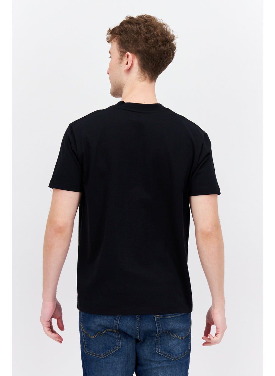 ESPRIT - Men Crew Neck Short Sleeves Brand Logo T-Shirt, Black/Orange - Image 1