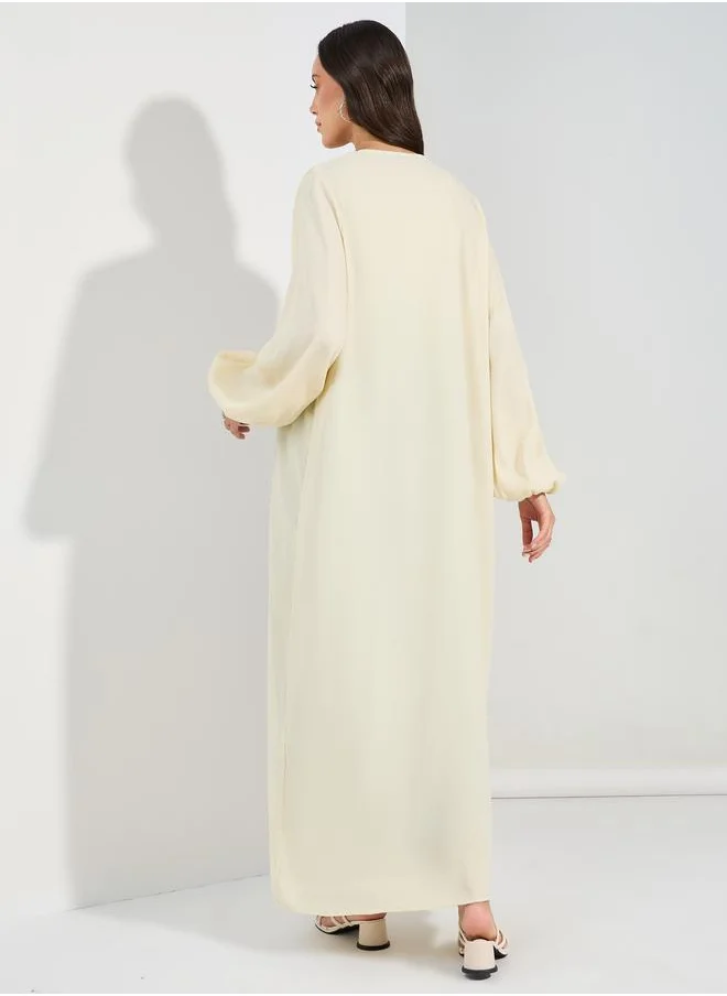 Styli Regular Fit Textured Kimono with Volume Sleeves