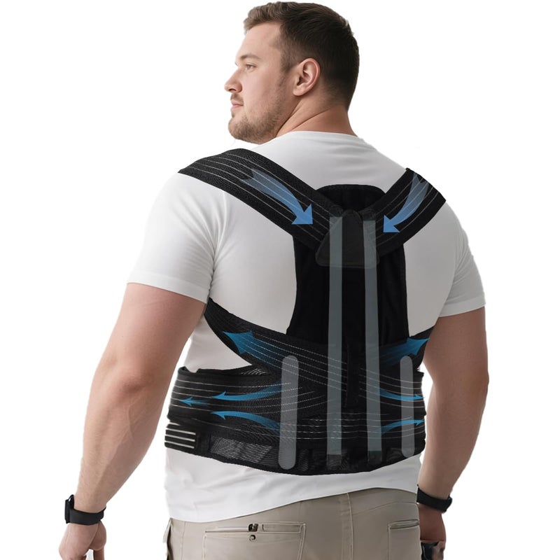 King Mills Posture Corrector for Women Plus Size, Adjustable Back Brace Plus Size Posture Corrector for Big & Tall, Shoulder Straightener with Cushioned Shoulder Pads for Lumbar, Spine, 3XL - Image 1