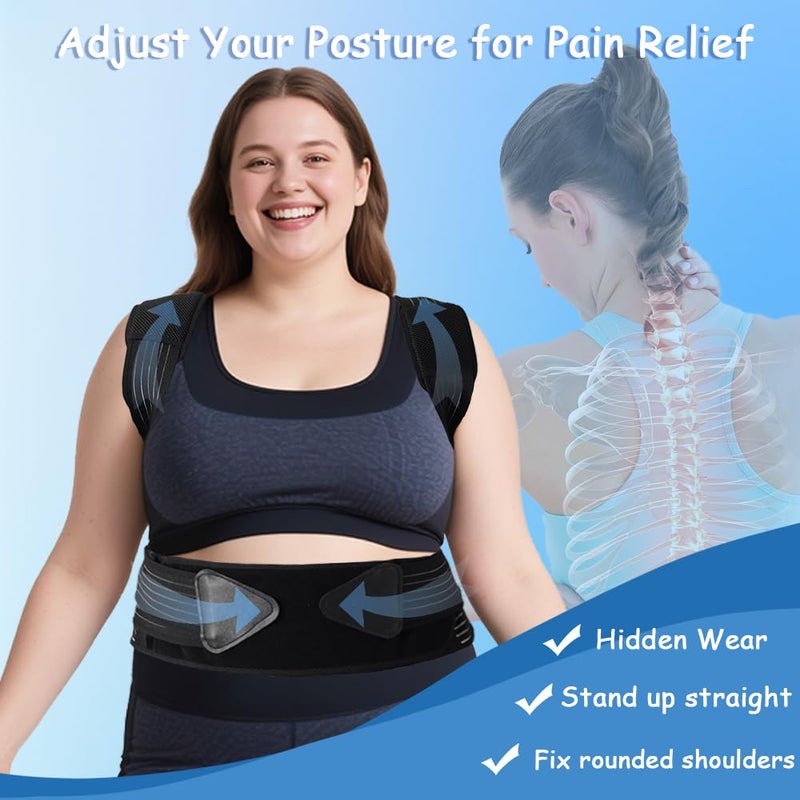 King Mills Posture Corrector for Women Plus Size, Adjustable Back Brace Plus Size Posture Corrector for Big & Tall, Shoulder Straightener with Cushioned Shoulder Pads for Lumbar, Spine, 3XL - Image 5