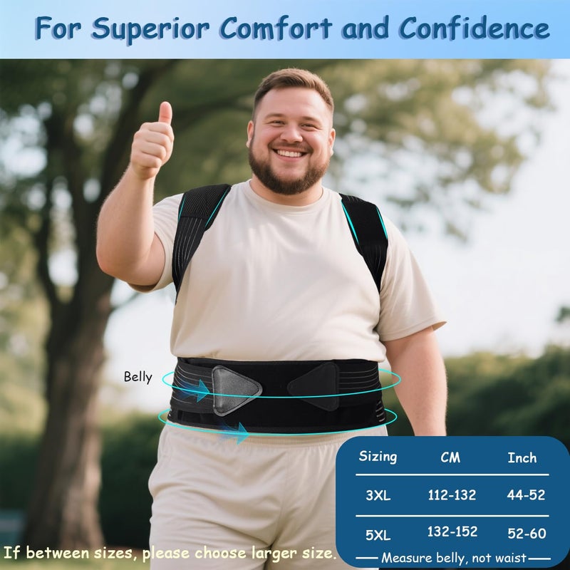 King Mills Posture Corrector for Women Plus Size, Adjustable Back Brace Plus Size Posture Corrector for Big & Tall, Shoulder Straightener with Cushioned Shoulder Pads for Lumbar, Spine, 3XL - Image 4