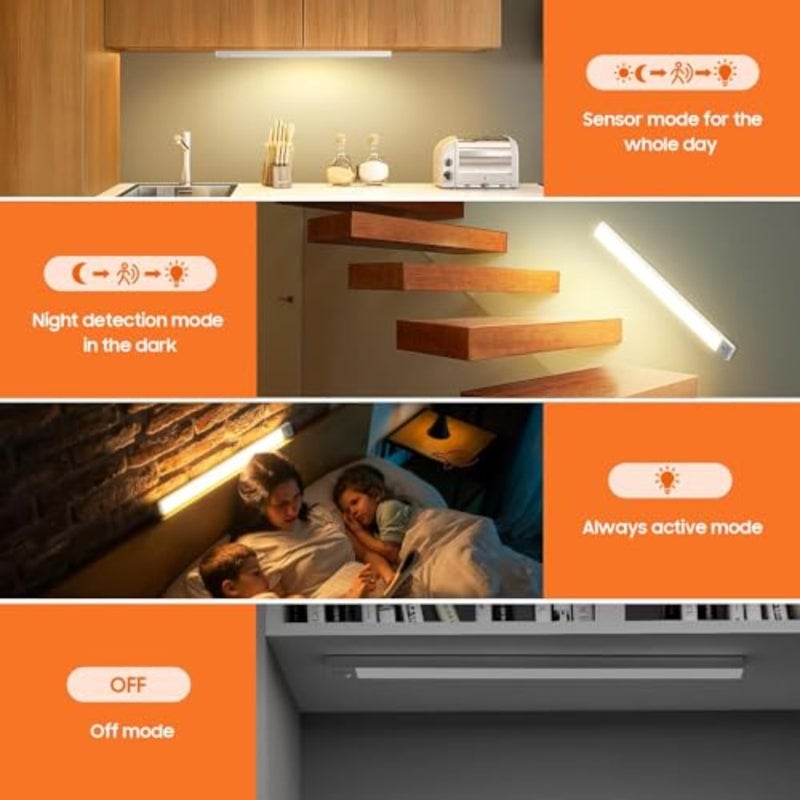 Under Cabinet Lighting, 3-Color Dimming LED Rechargeable Magnetic desk lamp, Wireless Under Counter Lights for Kitchen, Wardrobes' Slim Magnetic Closet Light 40cm - Image 2
