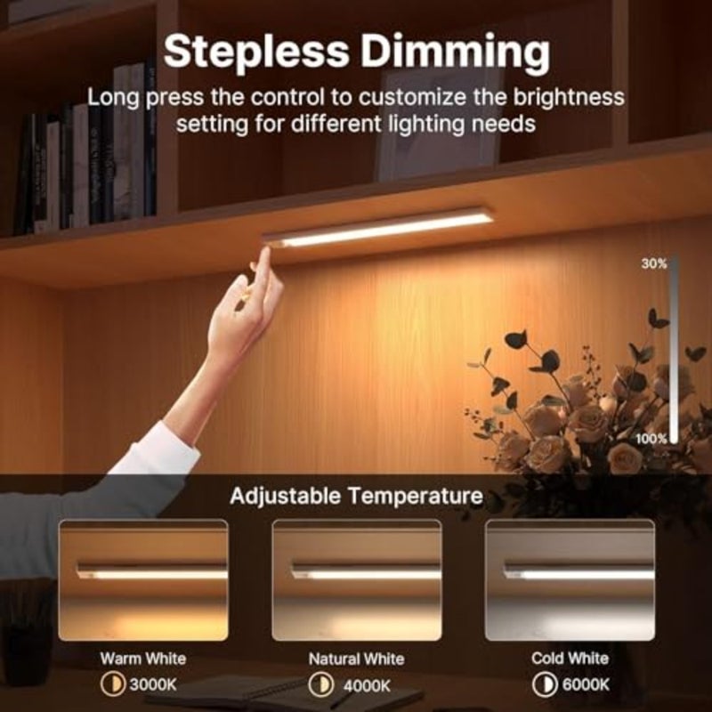 Under Cabinet Lighting, 3-Color Dimming LED Rechargeable Magnetic desk lamp, Wireless Under Counter Lights for Kitchen, Wardrobes' Slim Magnetic Closet Light 40cm - Image 5
