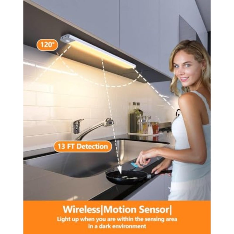 Under Cabinet Lighting, 3-Color Dimming LED Rechargeable Magnetic desk lamp, Wireless Under Counter Lights for Kitchen, Wardrobes' Slim Magnetic Closet Light 40cm - Image 4