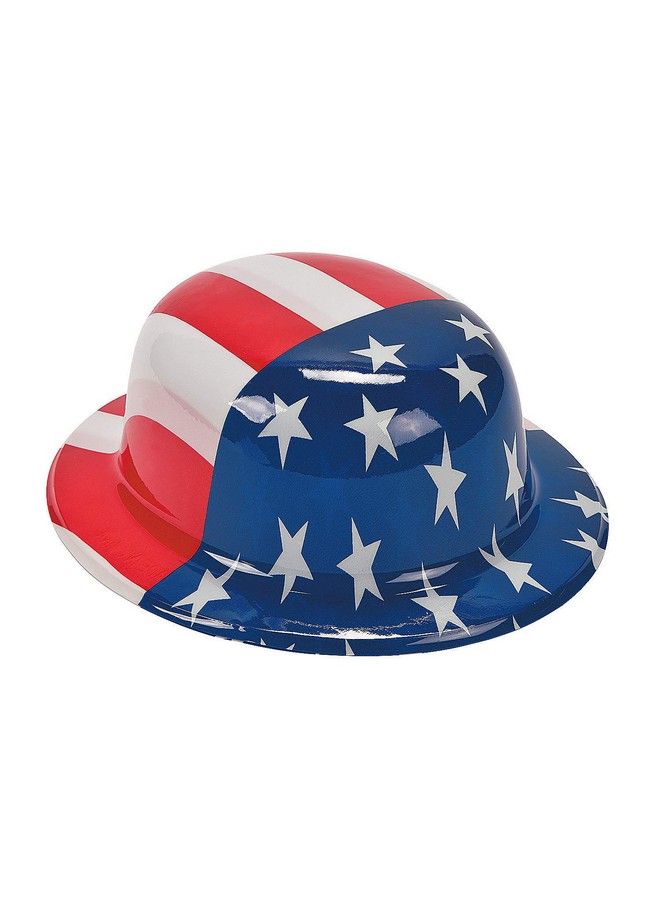 Fun Express American Flag Plastic Derby Hat For Fourth Of July Apparel Accessories Hats Party Hats Fourth Of July 12 Pieces - Image 1