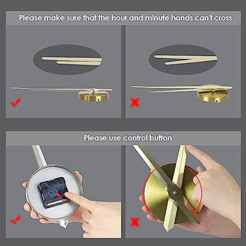 ALMEKAQUZ 3D DIY Wall ClockBig Size Wall Decorative Clocks Silent Non Ticking Movement Clocks for Living Room Bedroom Office Hotel Wall Decoration Gold - Image 5