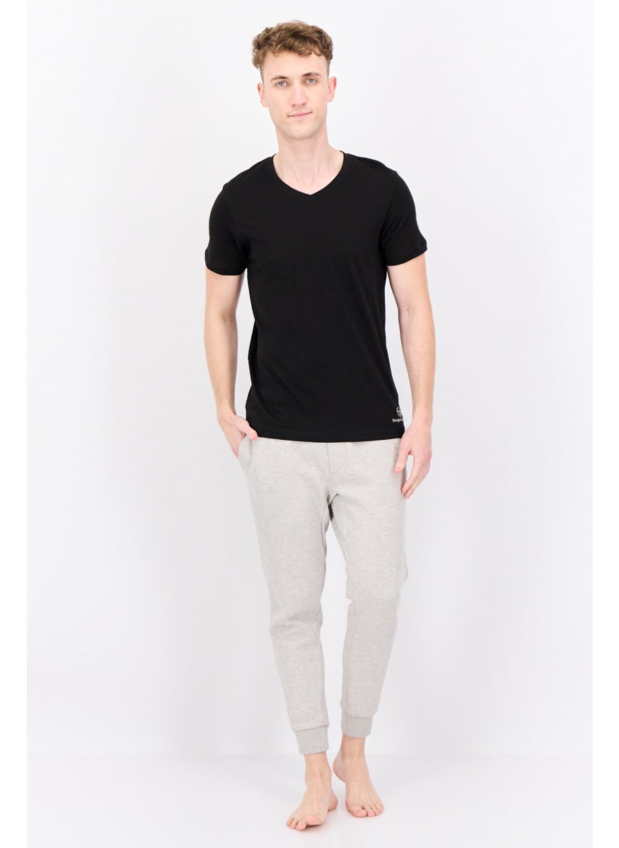 Sergio Tacchini - Men 2 Pieces V Neck Short Sleeves Brand Logo Top, Black - Image 1