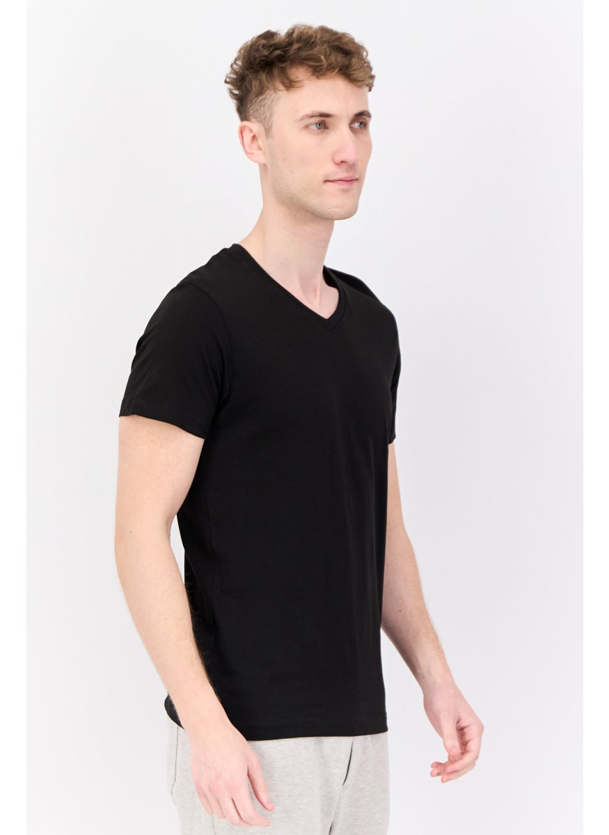 Sergio Tacchini - Men 2 Pieces V Neck Short Sleeves Brand Logo Top, Black - Image 1