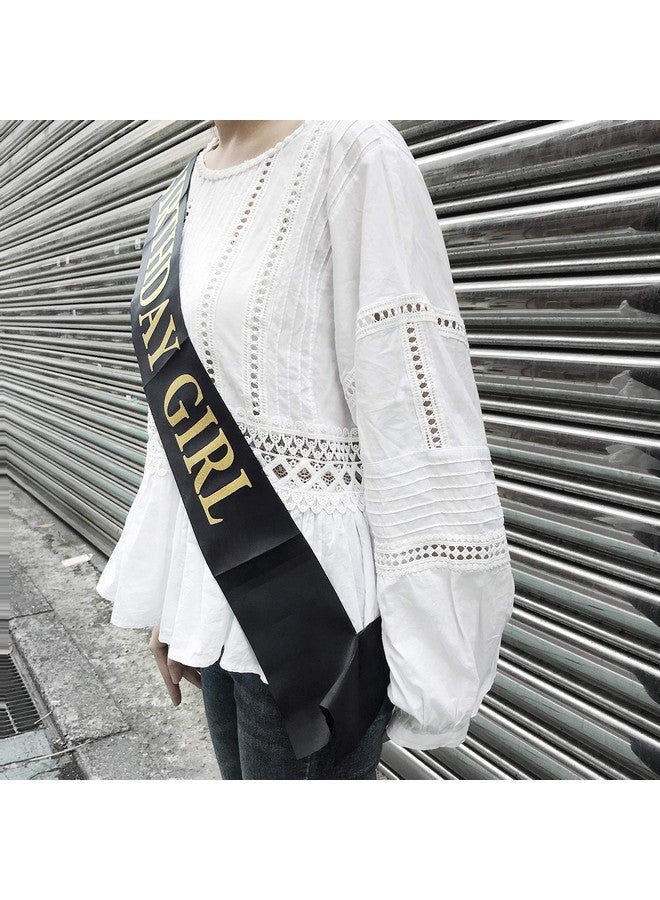 Dadam Birthday Sash for Girls Black Satin Birthday Girl Sash with Gold Glitter Lettering Party Favors, Supplies and Decorations - Image 5