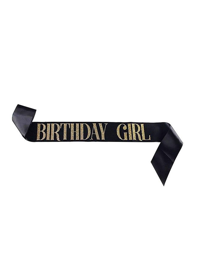 Dadam Birthday Sash for Girls Black Satin Birthday Girl Sash with Gold Glitter Lettering Party Favors, Supplies and Decorations - Image 1