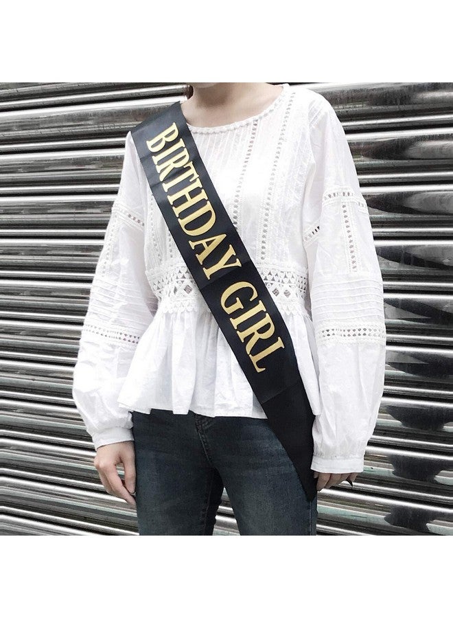 Dadam Birthday Sash for Girls Black Satin Birthday Girl Sash with Gold Glitter Lettering Party Favors, Supplies and Decorations - Image 4