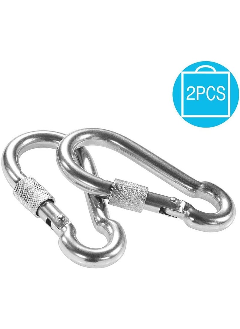 FITCOZI Tree Swing Saucer Swing Carabiner Set Clip Snap Hook Swing Connector 100Lb Weight Capacity Silver for Kids Outdoor Swing for Kids Swing Tire Swing Tree Swing for Adults Disc Swing 8MM Screw  - Image 2