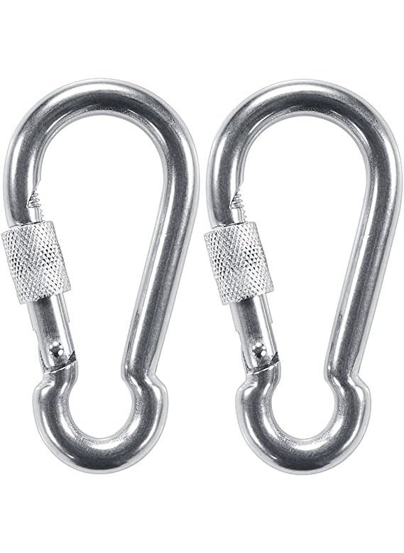 FITCOZI Tree Swing Saucer Swing Carabiner Set Clip Snap Hook Swing Connector 100Lb Weight Capacity Silver for Kids Outdoor Swing for Kids Swing Tire Swing Tree Swing for Adults Disc Swing 8MM Screw  - Image 1