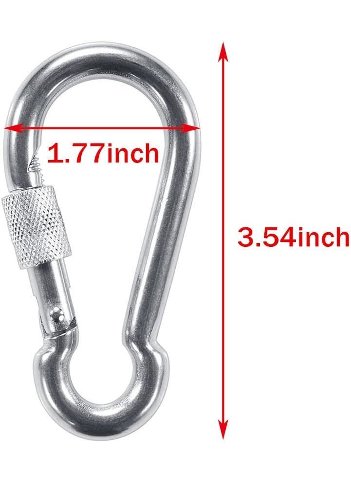 FITCOZI Tree Swing Saucer Swing Carabiner Set Clip Snap Hook Swing Connector 100Lb Weight Capacity Silver for Kids Outdoor Swing for Kids Swing Tire Swing Tree Swing for Adults Disc Swing 8MM Screw  - Image 3