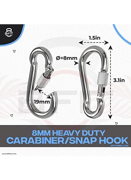 FITCOZI Tree Swing Saucer Swing Carabiner Set Clip Snap Hook Swing Connector 100Lb Weight Capacity Silver for Kids Outdoor Swing for Kids Swing Tire Swing Tree Swing for Adults Disc Swing 8MM Screw  - Image 5