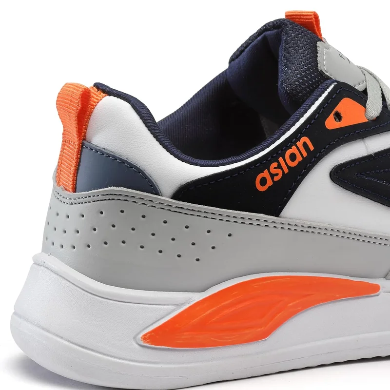 Asian Casual Sneakers for Men and Boys - White Navy Orange