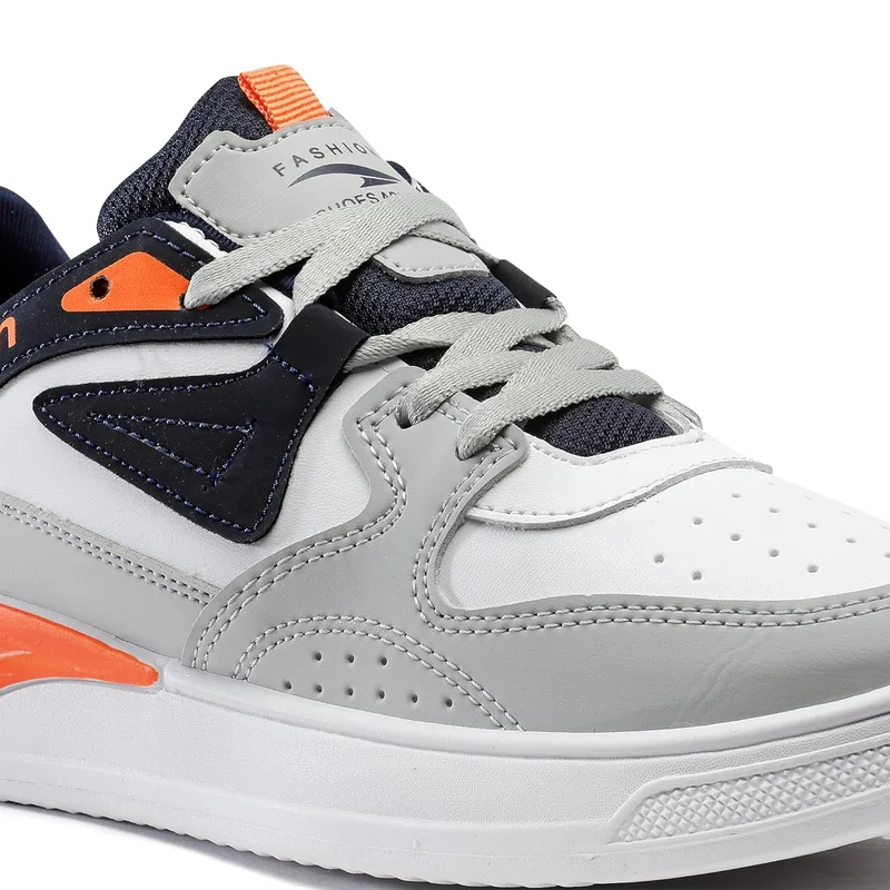 Asian Casual Sneakers for Men and Boys - White Navy Orange