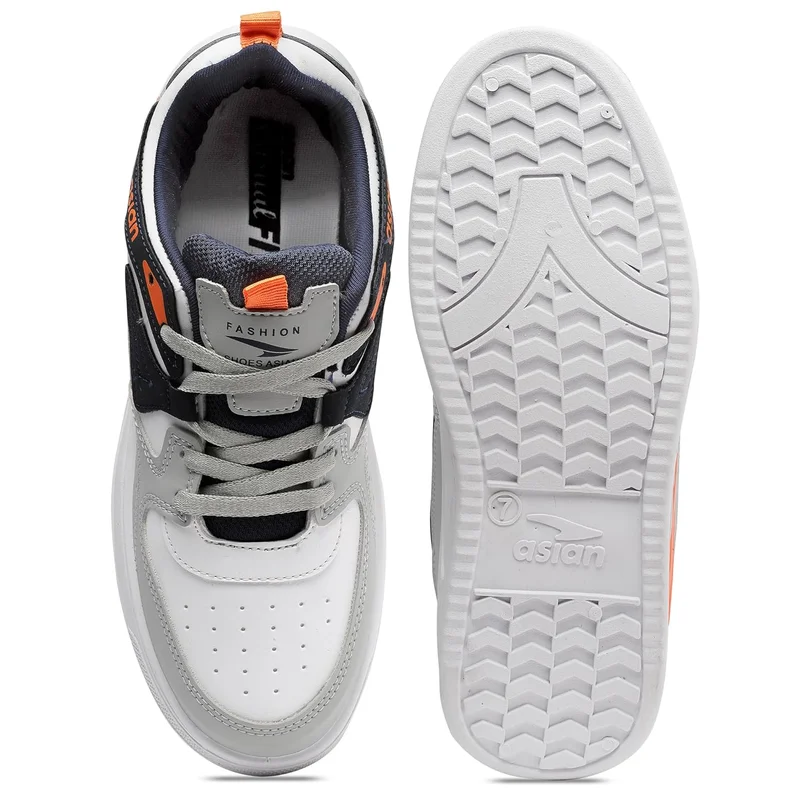Asian Casual Sneakers for Men and Boys - White Navy Orange