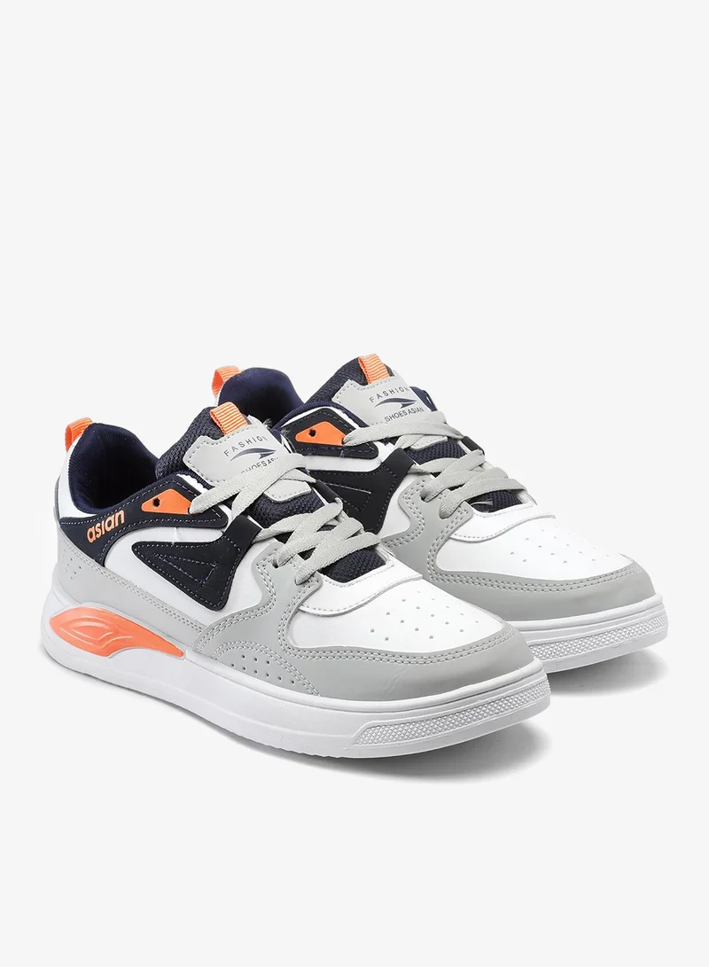 أسيان أحذية رياضية كاجوال للرجال والأولاد - أبيض كحلي برتقالي