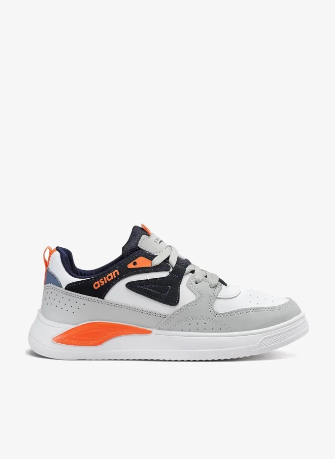 Asian Casual Sneakers for Men and Boys - White Navy Orange