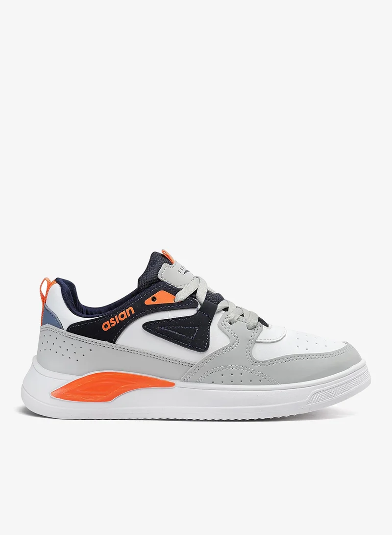 Asian  Casual Sneakers for Men and Boys - White Navy Orange for Men | Best Price UAE