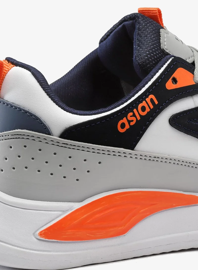 Asian  Casual Sneakers for Men and Boys - White Navy Orange for Men | Best Price UAE