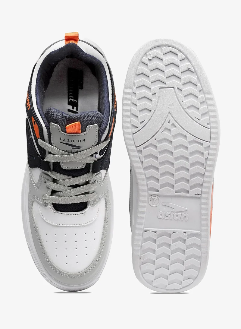 Asian  Casual Sneakers for Men and Boys - White Navy Orange for Men | Best Price UAE