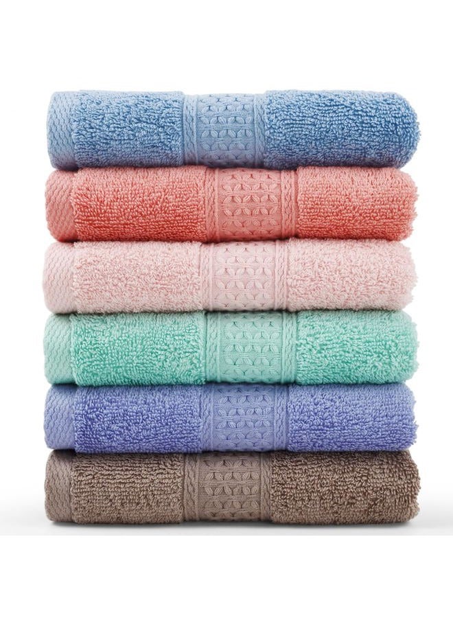 Cleanbear Face-Cloth Washcloths Set,100% Cotton, High Absorbent, 6-Pack 6 Colors, Size13 x13-deep Color - Image 1