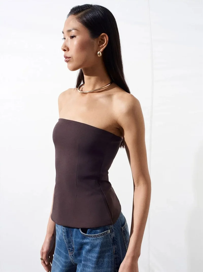 ديلفين DILVIN Strapless Slim-fit Bandeau Blouse